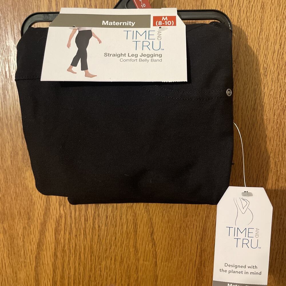 NEW Time and Tru Maternity Straight Leg Jean Jeggings Black Medium Work Pants